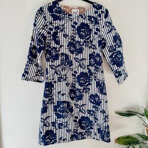 Nu Floral Dress – Navy White Floral (wedding guest)